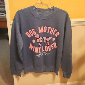 Simply Southern Women's Blue Sweatshirt "Dog Mother Wine Lover" Size S